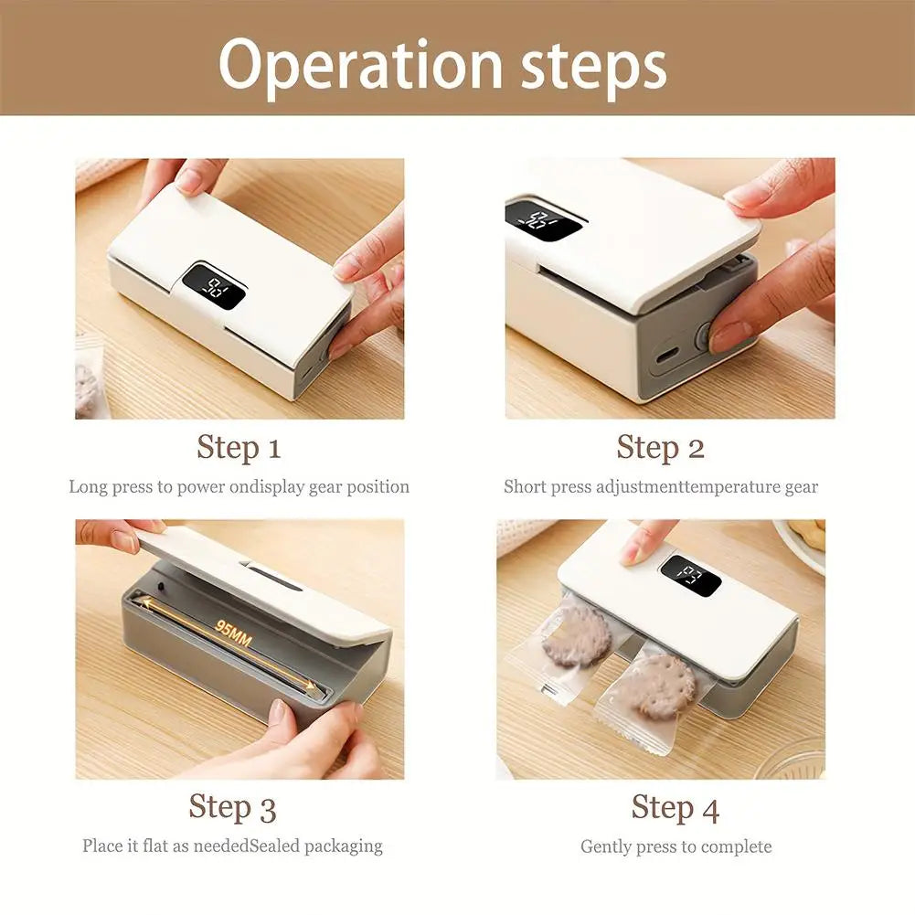 Plastic Bag Sealer Mini Heat Bag Sealing Machine Rechargeable Handheld Food Packaging Heat Sealer Thermal Bags Sealing Machine
