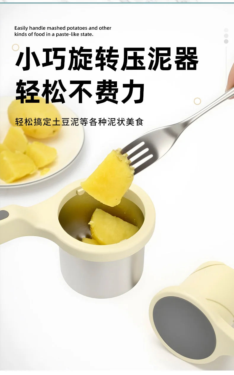 Manual Rotary Juicer And Food Masher For Garlic Potato And Yam Vegetable Press Handheld Kitchen Tool For Home And Family Cooking