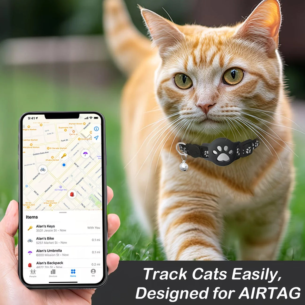 Smart Pet Tracker Tag, GPS Collar for Cats Dogs, Waterproof Finder Tag Compatible with Find My, No Monthly Fee for iOS User