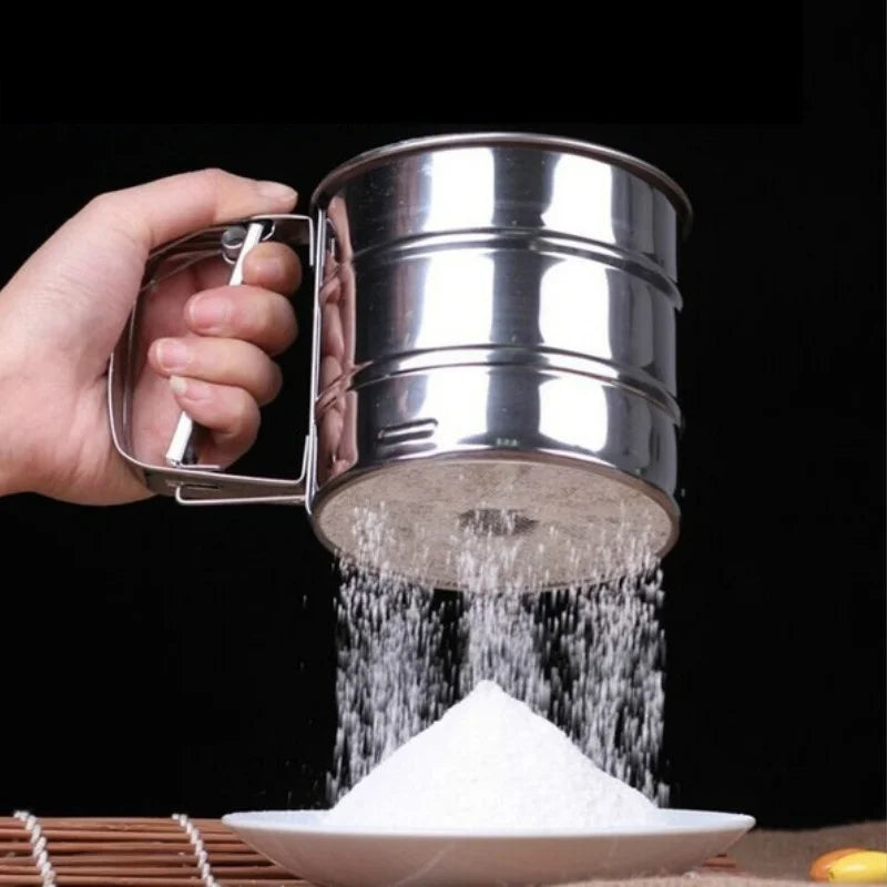 1 Pcs Hand-held Small Flour Sieve Baking Utensils Stainless Steel Hand-held Flour Sieve Cup Stainless Steel Powder Sieve