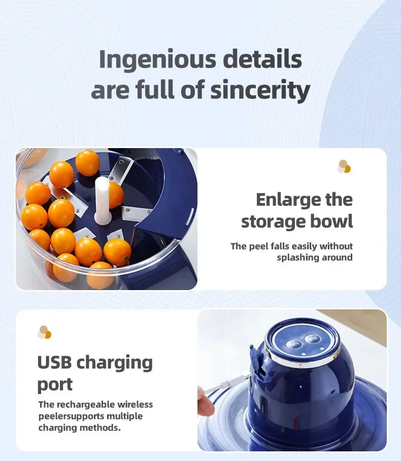Automatic Electric Fruit Peeler Intelligent Peeling Machine Portable Wireless Grape/tomato/Garlic Peeler for Home Fast Kitchen