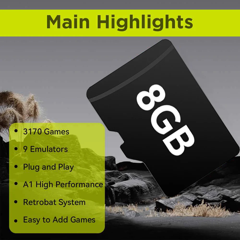 Retrobat 8GB TF Game Card with with 3170 Retro&PC Games for ROG ALLY/Onexplayer/GPD WIN4/Win Handheld Game Console/Win PC/Laptop