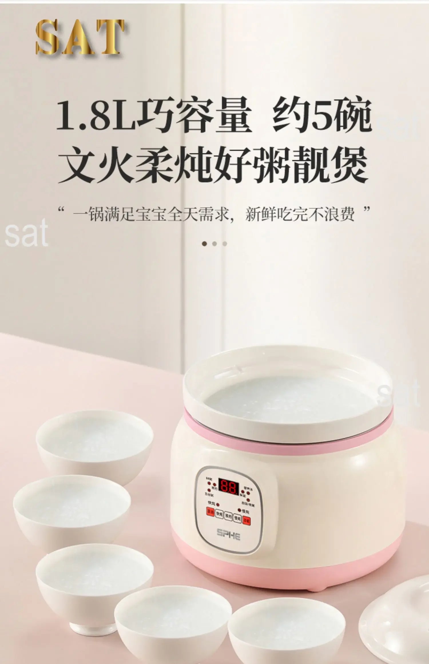 l Automatic Simmering Electric Cooker 1.8L 2.8L 3.8L Health Cooking Electric Pot Soup Porridge Electric Stew Pot Home Slow Cook