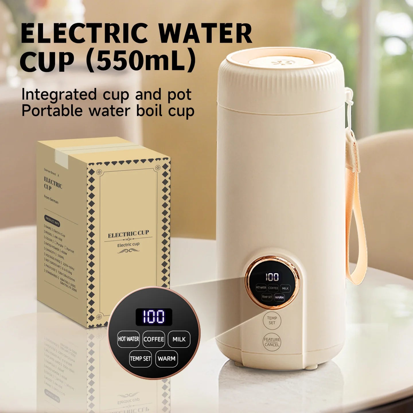 550ML Electric Kettle Portable Heating Cup Multifunction Boiled Water Pot Smart Teapot Adjustable Temperature Kettles 220V