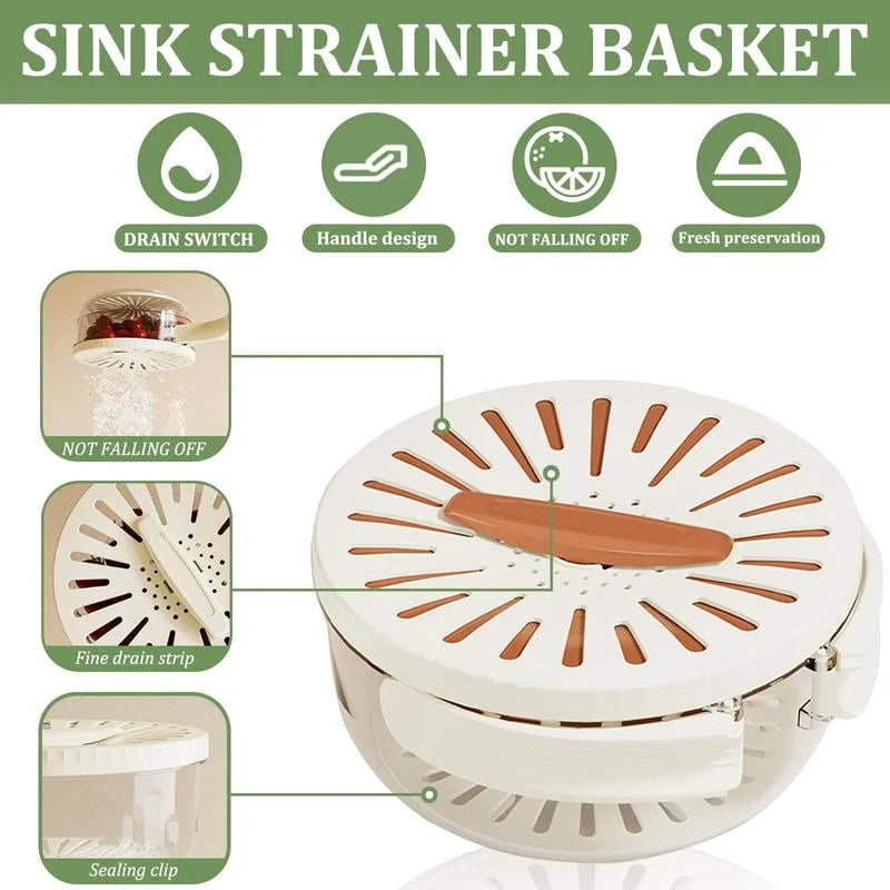 Multifunctional Fruit Strainer & Drainage Basket With Foldable Handle Durable Berry Basket For Vegetables Refrigerator Storage