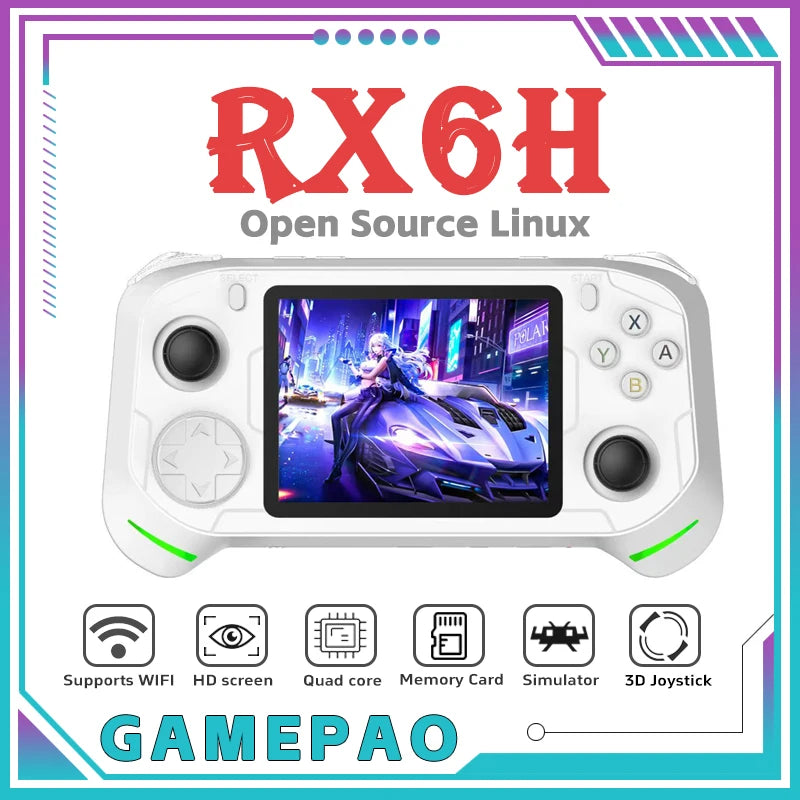 RX6H Retro Handheld Gaming Console | 3.5" IPS Screen, Linux Emulation System