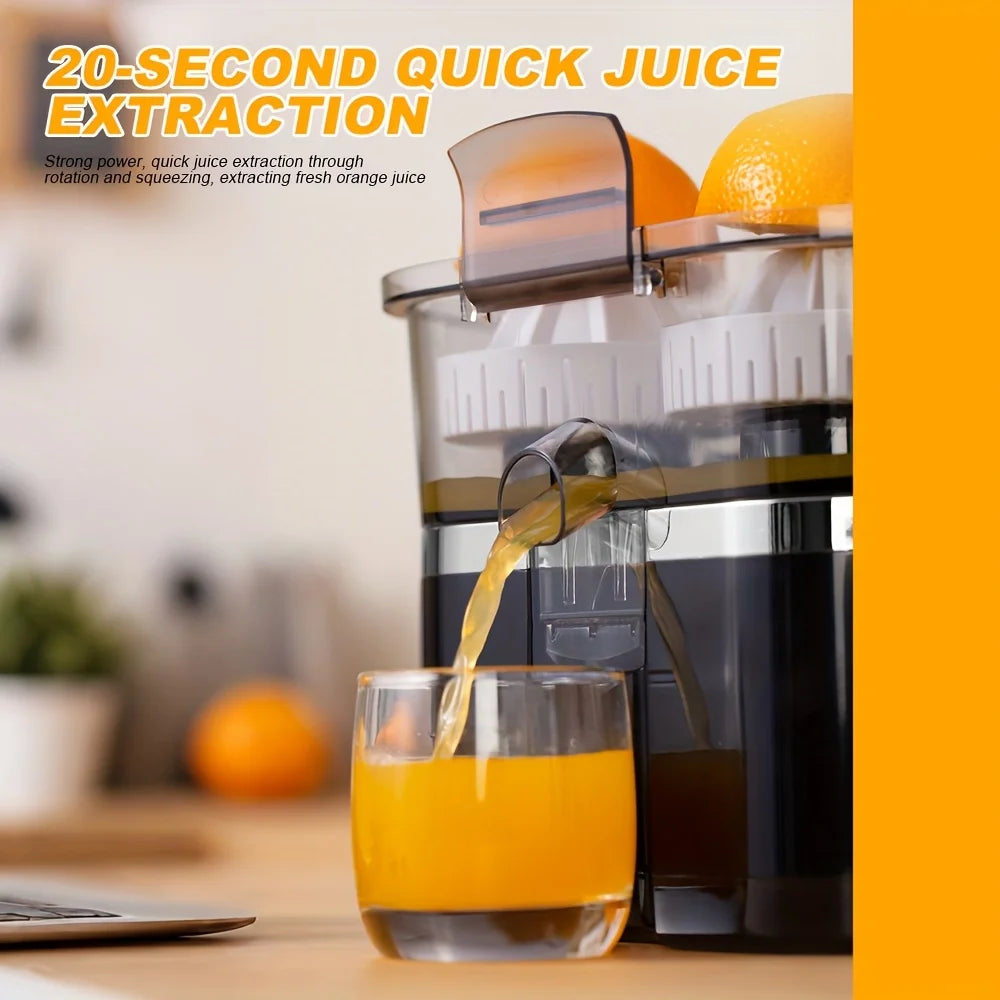 Multi functional citrus and fruit juicer, ABS material semi-automatic dual head three in one fruit pulp separation