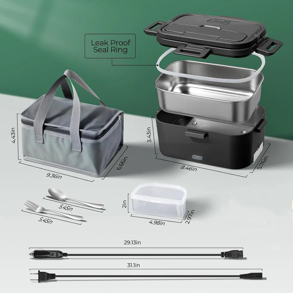 Electric Lunch Box for Adultss 100W 1.8L Portable Heated Lunch Box for men,12V/24V/110V home/Car/Office/Truck,1,8L Removable