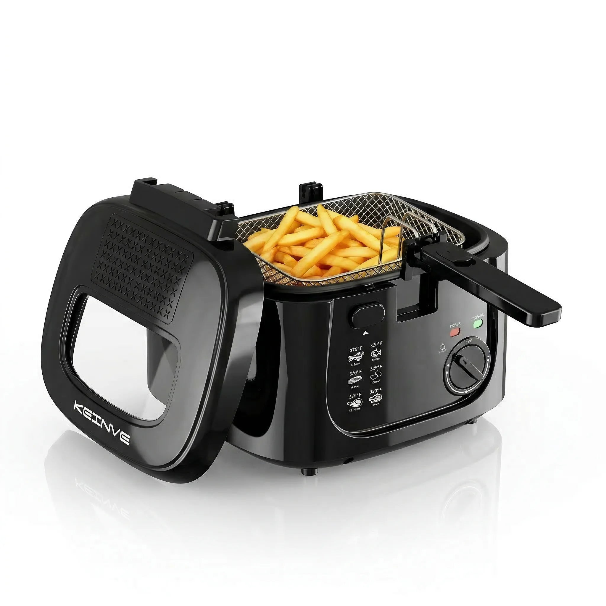 1600W Electric Deep Fryer with Adjustable Temperature Control, 84.54oz Non-Stick Basket & Viewing Window, Removable Lid