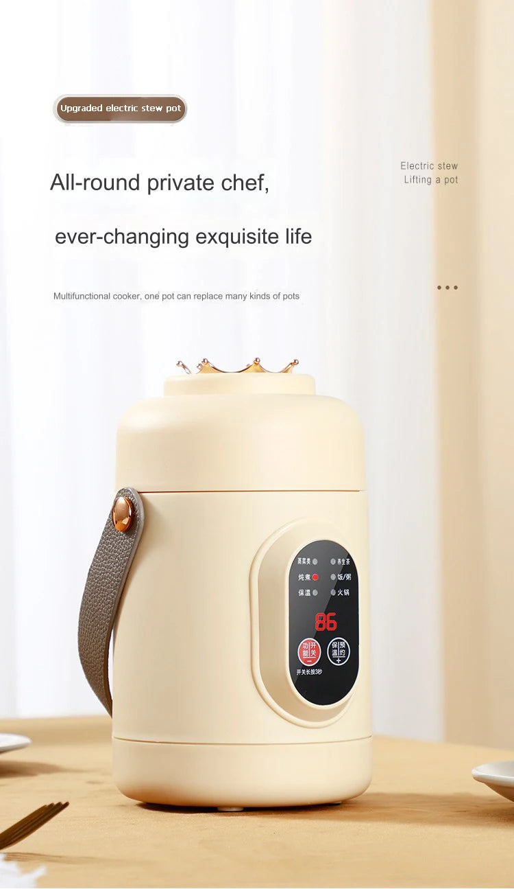 Portable Electric Kettle Rice Cooker Lunch Box Mini Soup Stew Slow Cooking Pot Porridge Food Steamer Noodles Pasta Heater Hotpot
