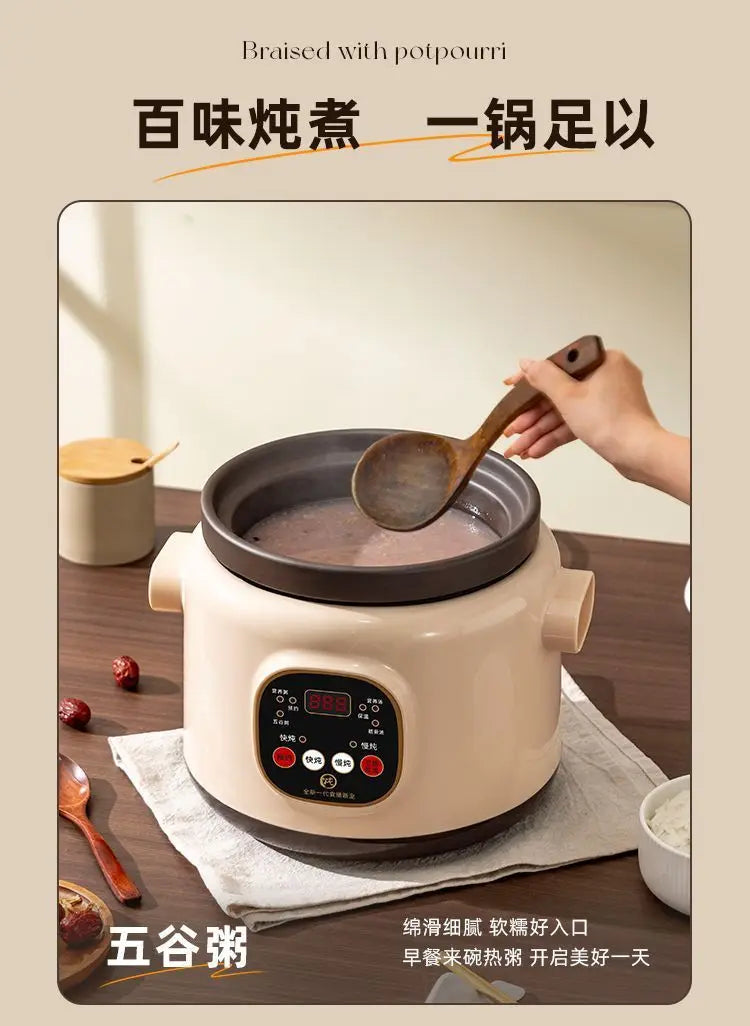 Purple Clay Automatic Electric Stew Pot Multi-Function Soup Cooker with 24H Timer Health Slow Cooker Smart Reservation