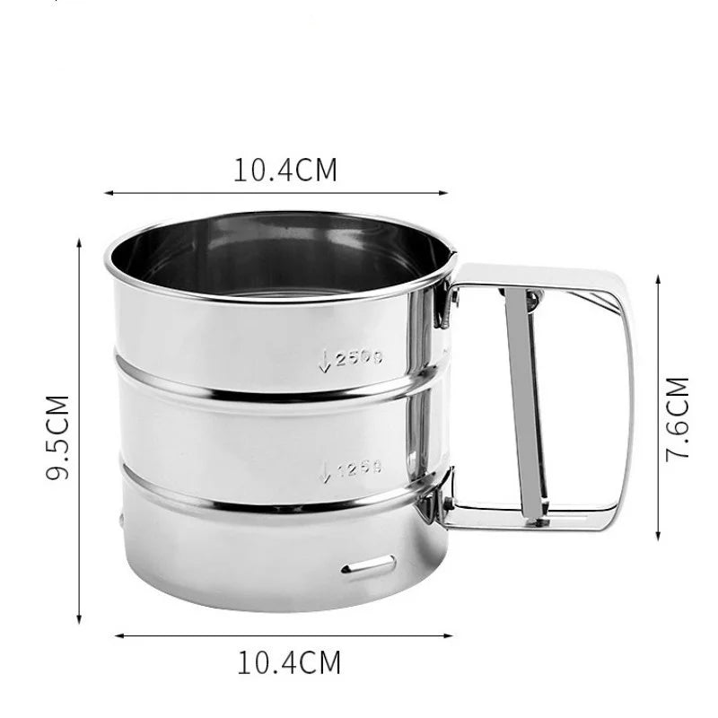 1 Pcs Hand-held Small Flour Sieve Baking Utensils Stainless Steel Hand-held Flour Sieve Cup Stainless Steel Powder Sieve