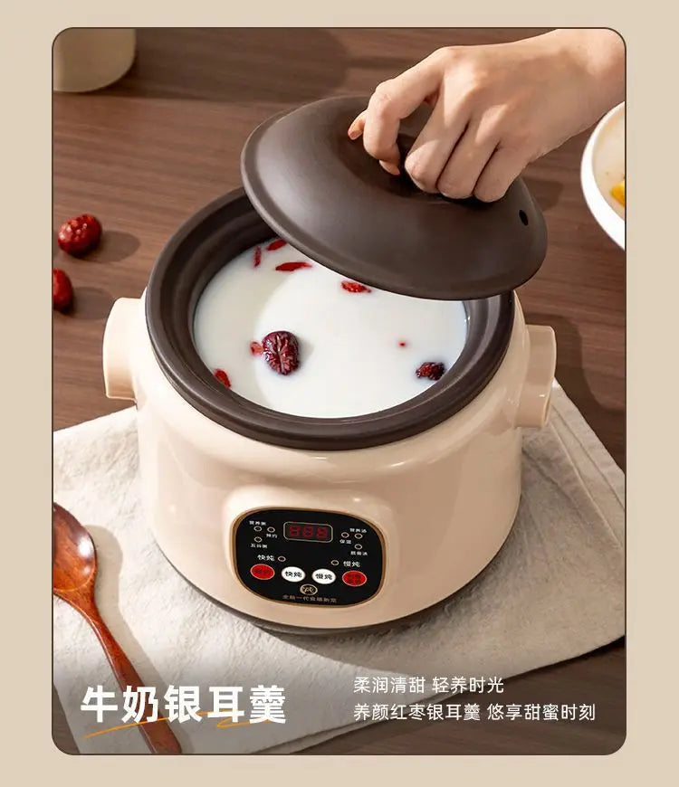 Purple Clay Automatic Electric Stew Pot Multi-Function Soup Cooker with 24H Timer Health Slow Cooker Smart Reservation