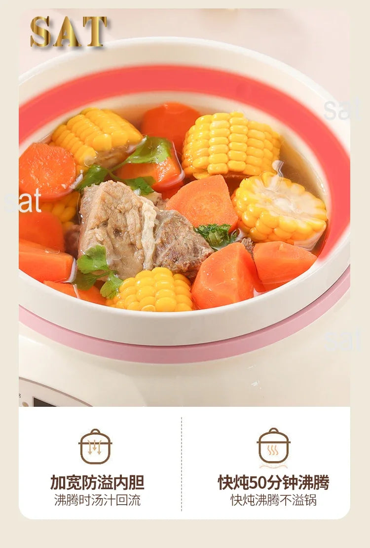 l Automatic Simmering Electric Cooker 1.8L 2.8L 3.8L Health Cooking Electric Pot Soup Porridge Electric Stew Pot Home Slow Cook