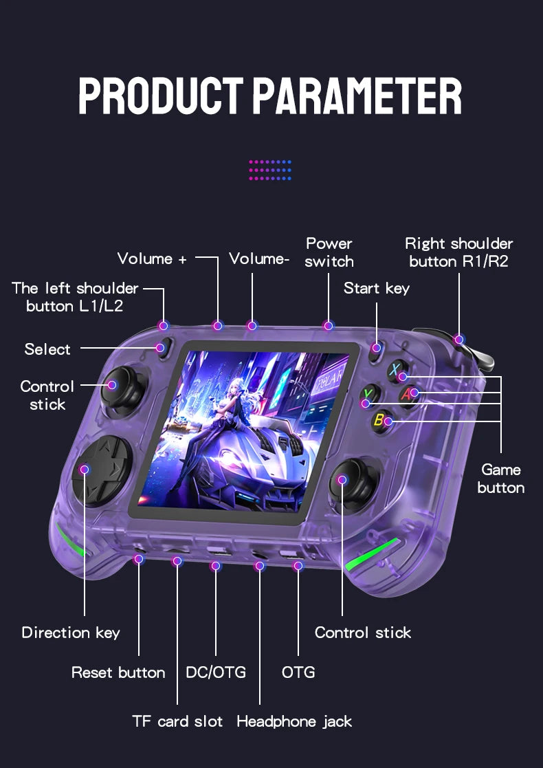RX6H Retro Handheld Gaming Console | 3.5" IPS Screen, Linux Emulation System