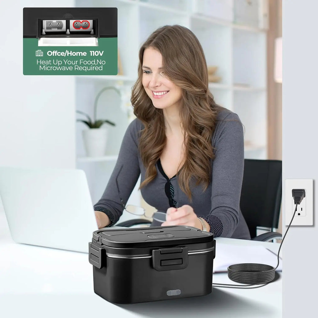 Electric Lunch Box for Adultss 100W 1.8L Portable Heated Lunch Box for men,12V/24V/110V home/Car/Office/Truck,1,8L Removable
