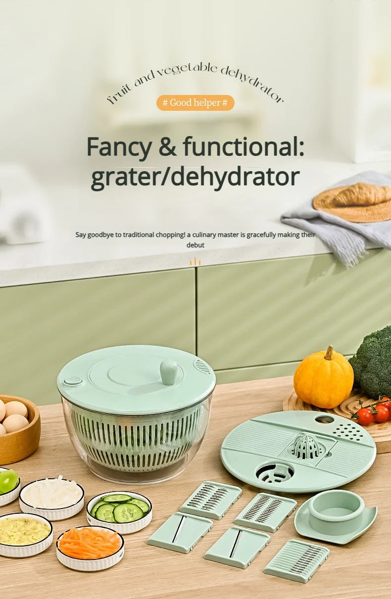 Multi-Functional Vegetable Salad Dehydrator Vegetable Cutter Household Cucumber and Potato Slices Drain Basket Fruit Drain Water