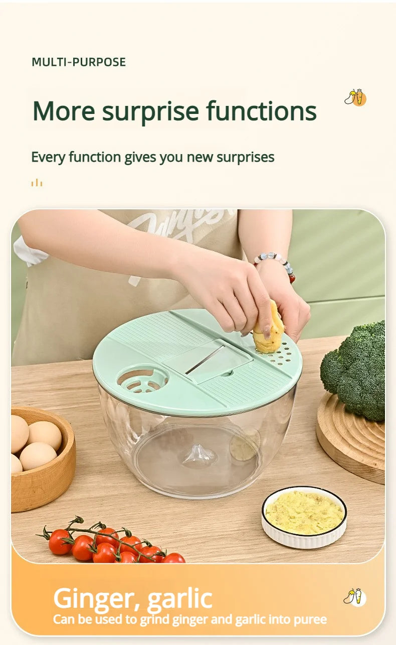 Multi-Functional Vegetable Salad Dehydrator Vegetable Cutter Household Cucumber and Potato Slices Drain Basket Fruit Drain Water