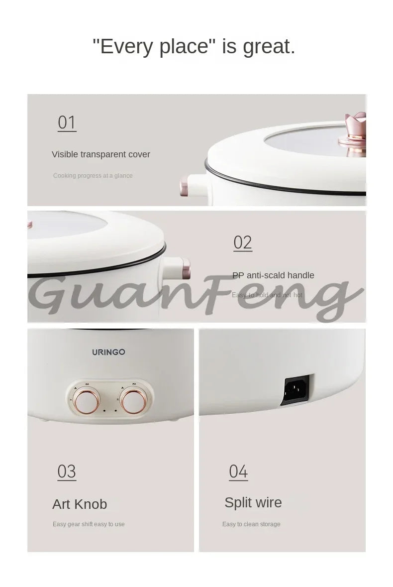 Colorful Mandarin Duck Electric Pot Four-Grid Multi Functional Household 6-liter Capacity Integrated Hot Pot Electric Caldron