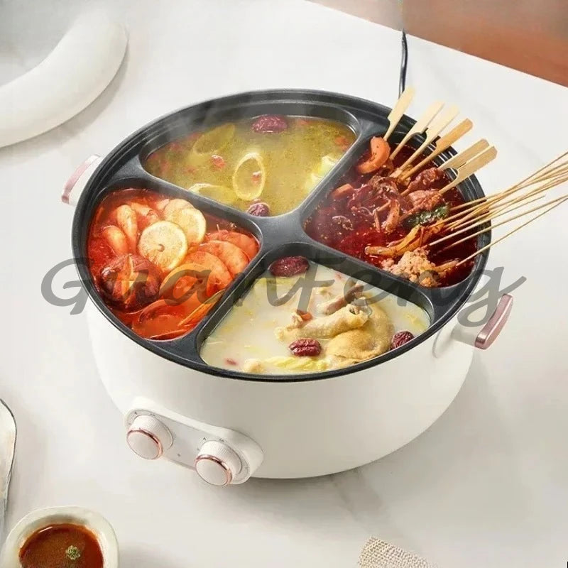 Colorful Mandarin Duck Electric Pot Four-Grid Multi Functional Household 6-liter Capacity Integrated Hot Pot Electric Caldron