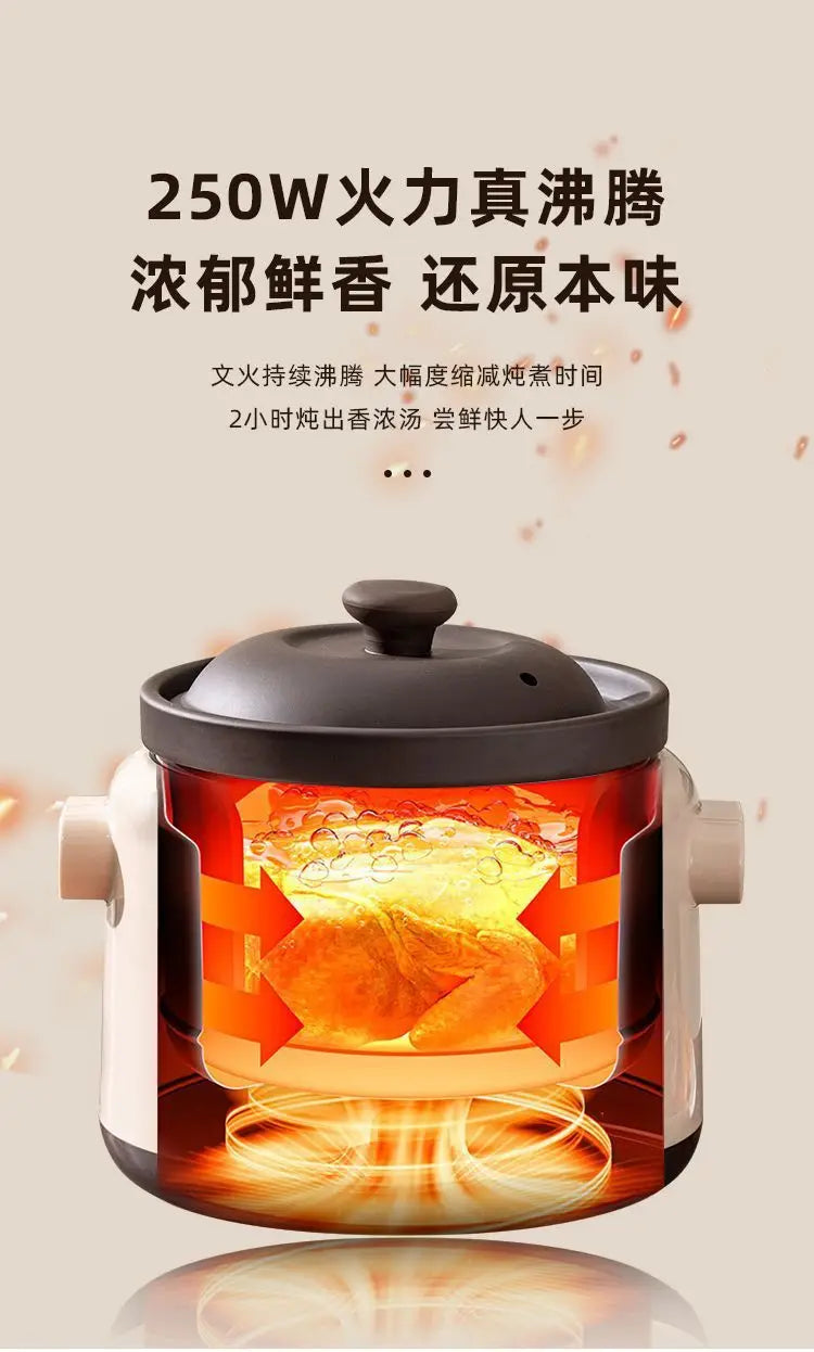 Purple Clay Automatic Electric Stew Pot Multi-Function Soup Cooker with 24H Timer Health Slow Cooker Smart Reservation