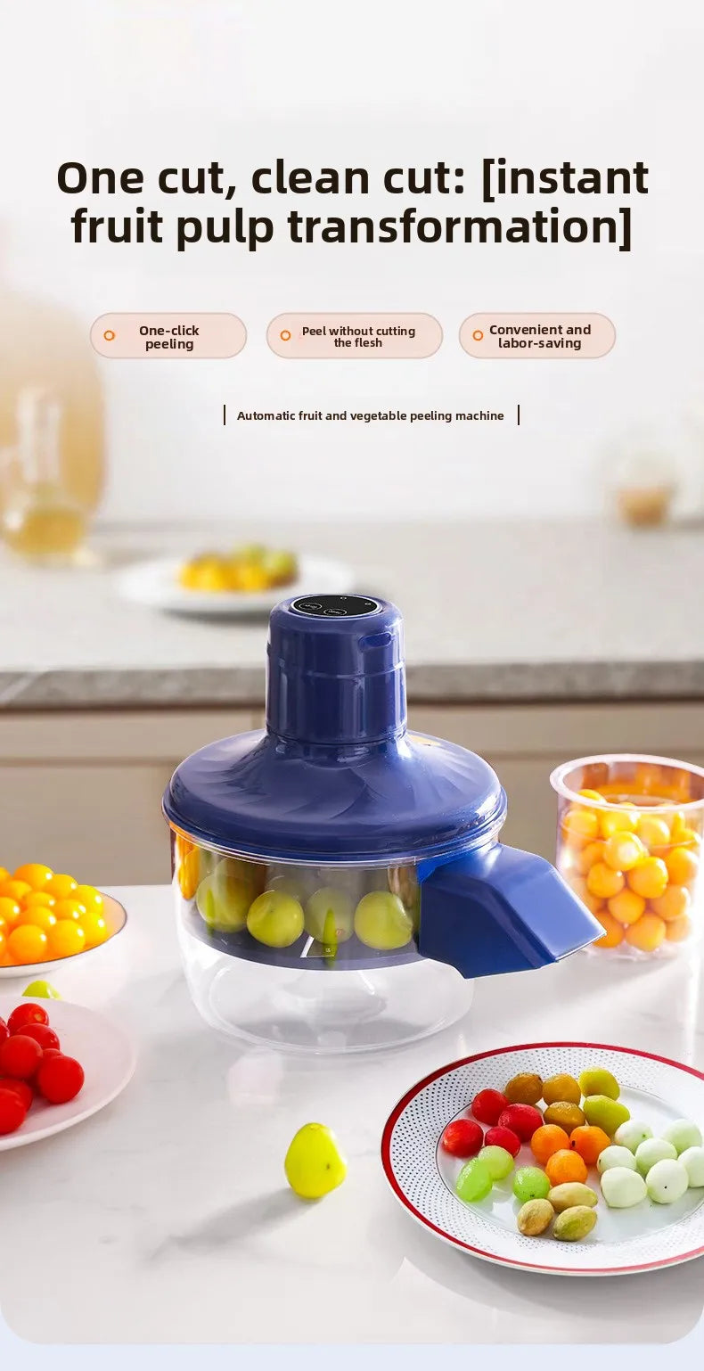 Automatic Electric Fruit Peeler Intelligent Peeling Machine Portable Wireless Grape/tomato/Garlic Peeler for Home Fast Kitchen