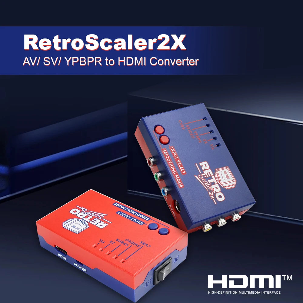 RetroScaler2X AV to HDMI Converter & Line-Doubler | Composite, S-Video & Component for Retro Consoles