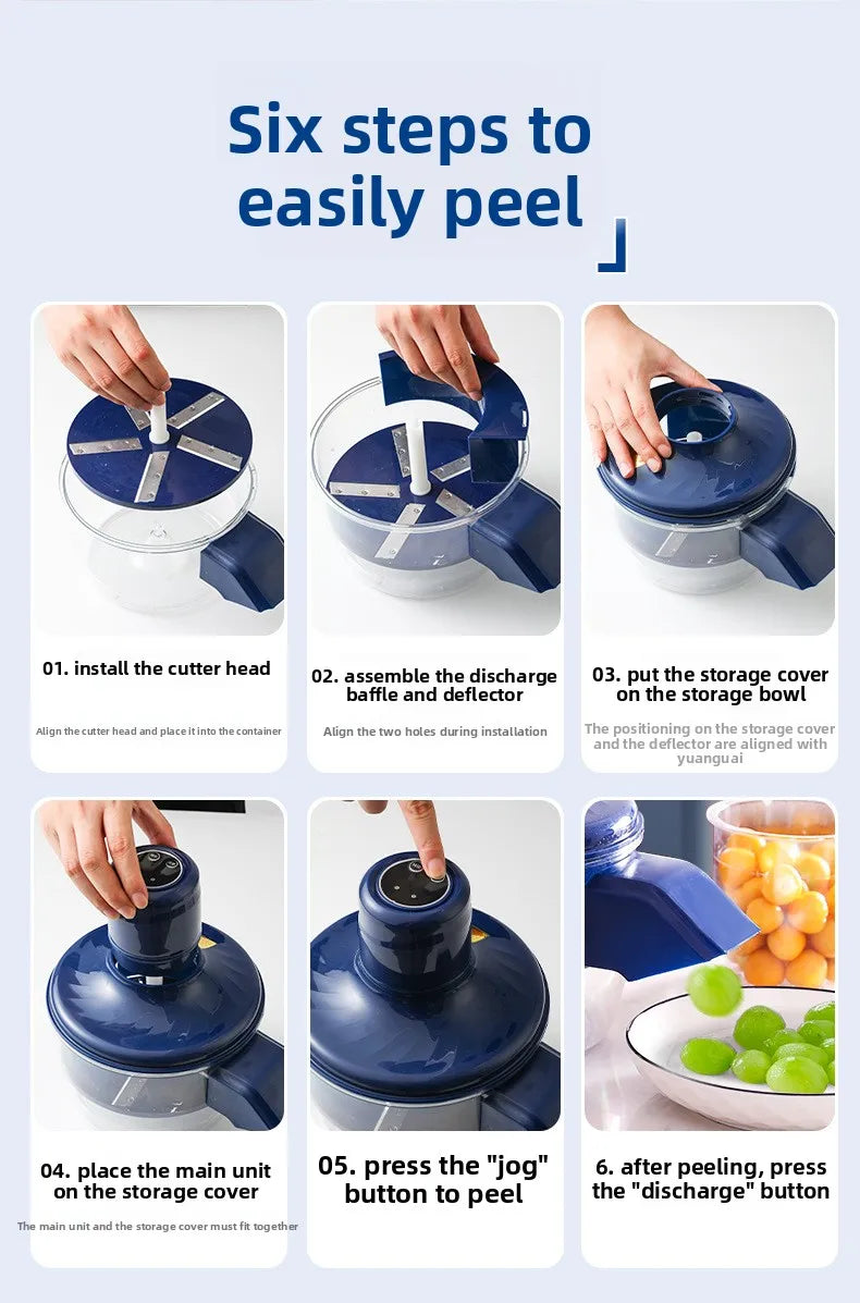 Automatic Electric Fruit Peeler Intelligent Peeling Machine Portable Wireless Grape/tomato/Garlic Peeler for Home Fast Kitchen