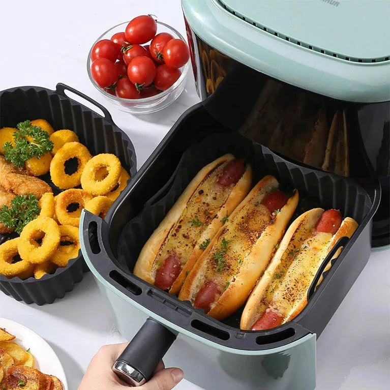 Air Fryer Silicone Liners Square Reusable Non Stick Basket Mat for 4-7QT Air Fryer Oven Microwave Baking Airfryer Accessories