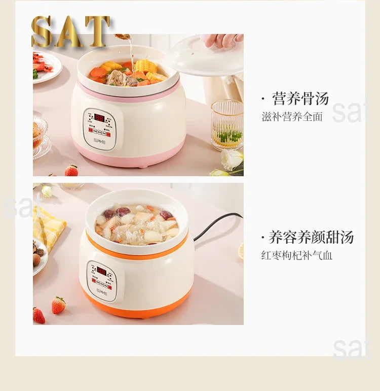 l Automatic Simmering Electric Cooker 1.8L 2.8L 3.8L Health Cooking Electric Pot Soup Porridge Electric Stew Pot Home Slow Cook