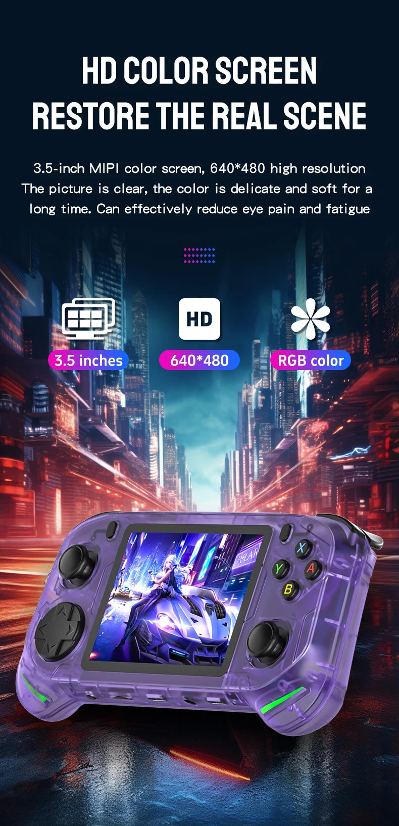 RX6H Retro Handheld Gaming Console | 3.5" IPS Screen, Linux Emulation System