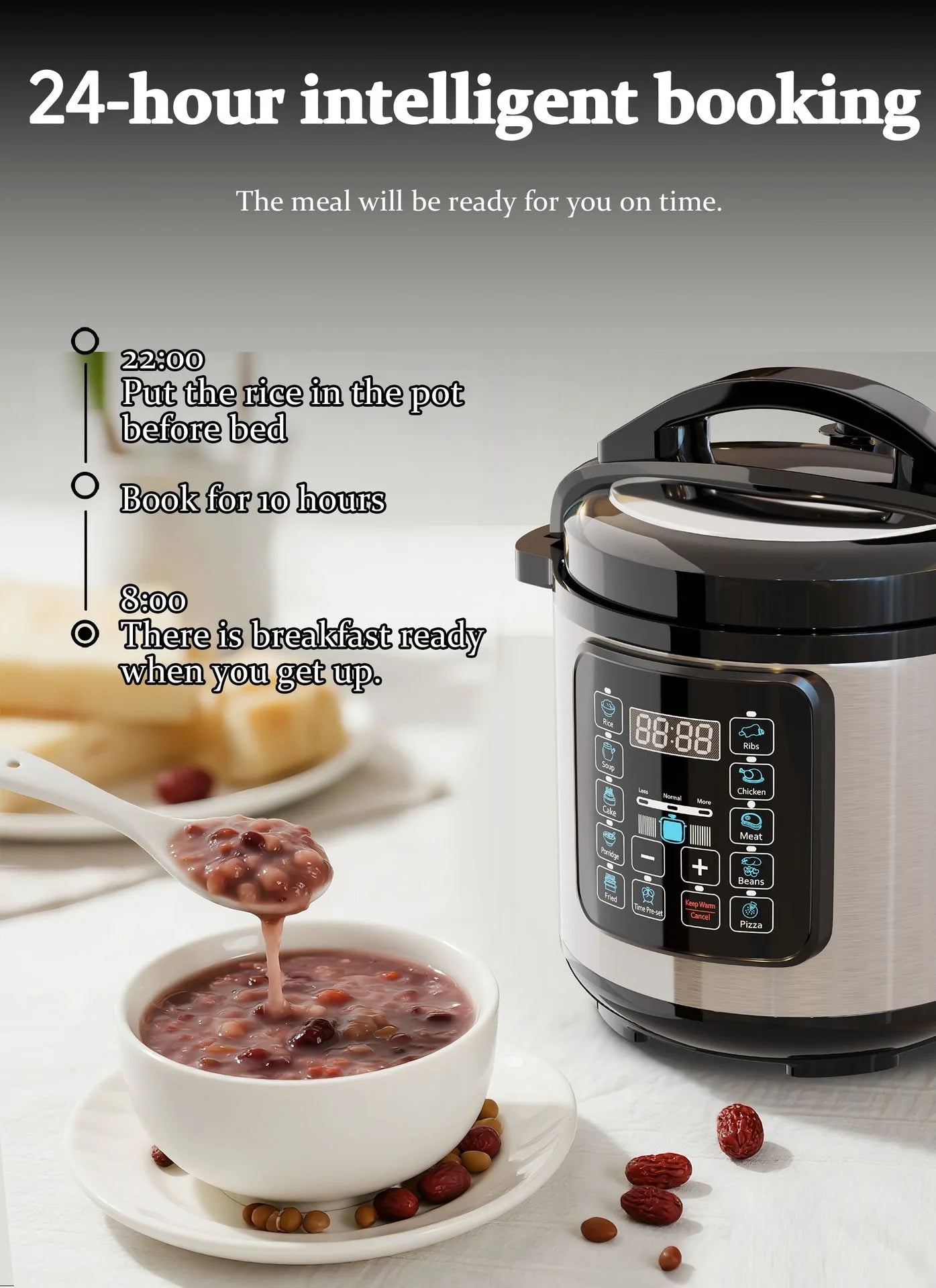 Hot Selling Electric Pressure Cooker Smart High Pressure Rice Cooker 6L/8L Non-Stick Pot Steamed Rice Pot For Home Kitchen
