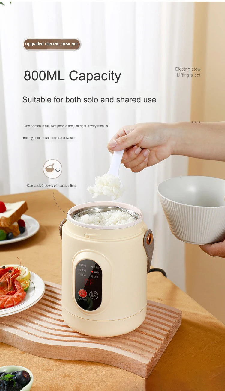 Portable Electric Kettle Rice Cooker Lunch Box Mini Soup Stew Slow Cooking Pot Porridge Food Steamer Noodles Pasta Heater Hotpot